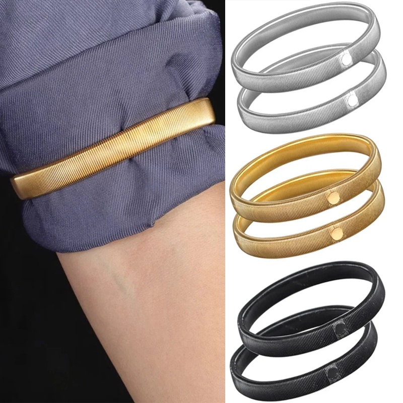 Men'S Accessories Holder - 2個入り伸縮性シャツスリーブホルダー、男性女性用メタルアームバンド、調節可能なシャツガーター、衣類アクセサリー