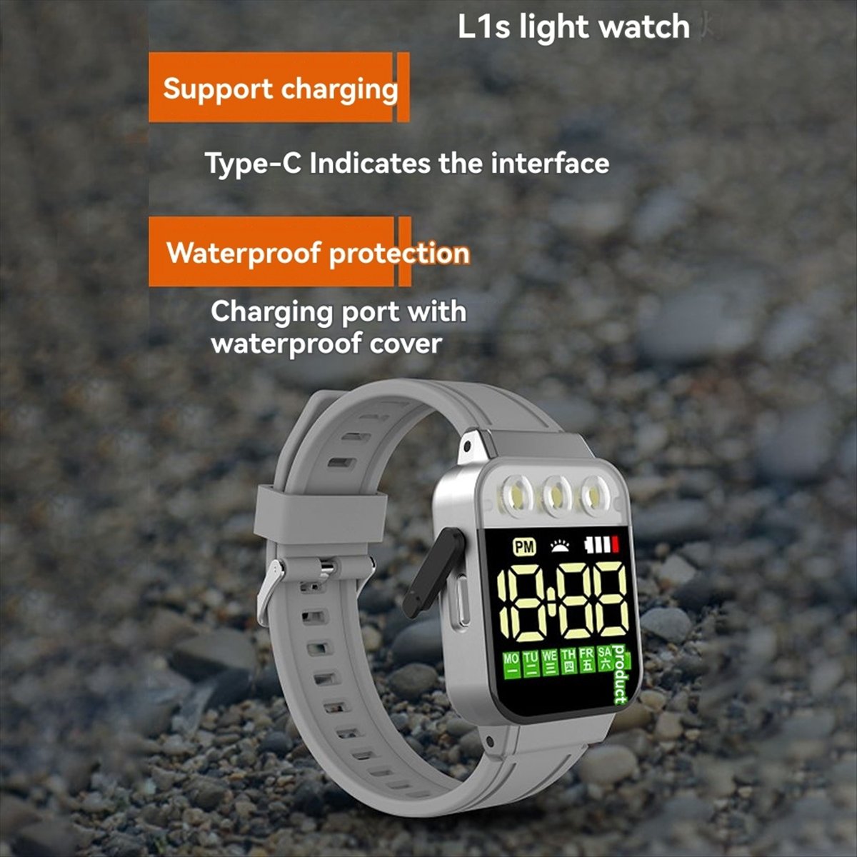 Men Accessories Gadgets - HAPPY DIAN!スポーツ LED 電子時計 USB 充電式懐中電灯学生スポーツ腕時計照明時計男性へのギフト、B
