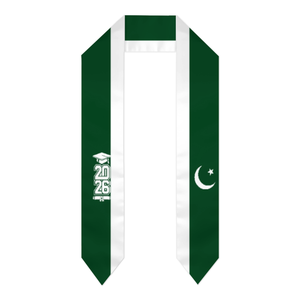 Men Accessories Pakistan - 2026年卒業生用 パキスタン国旗柄スカーフ 卒業サッシュ ストール 留学 大人用