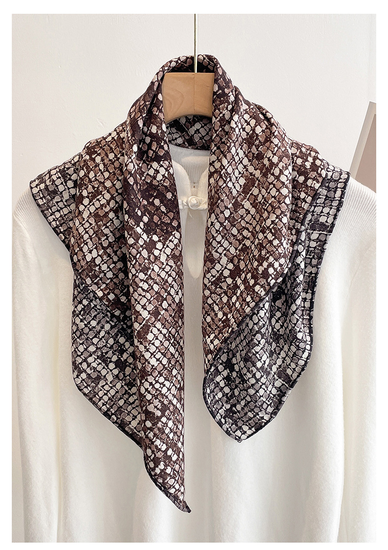 Men'S Accessories Vintage - 70% ウール 30% シルクスカーフ女性のための春ヴィンテージコーヒーチェック柄スクエアスカーフレディースマフラーネックウォーマー男性アクセサリー