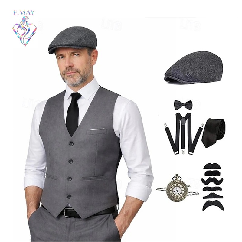 Men'S Accessories Vintage - プラスサイズ メンズ 1920年代 ローリング・ギャツビー ギャングスターベストコスチュームセット ヴィンテージ