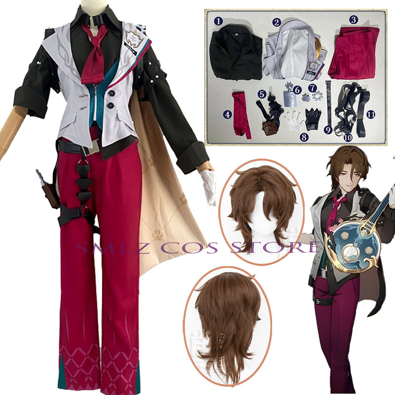 Men Accessories For Suit - ギャラガーコスプレ Honkai スターレール衣装男警備員ギャラガー制服かつらゲームスーツハロウィンパーティー衣装男性のための