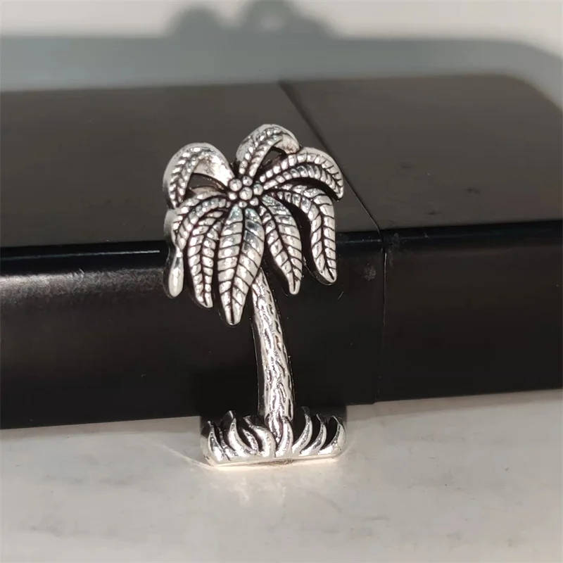 Men Accessories Gadgets - クリエイティブシルバーココナッツツリー DIY 合金バッジ ZP ゾロライター用手作り装飾アクセサリー喫煙ガジェット男性ギフト