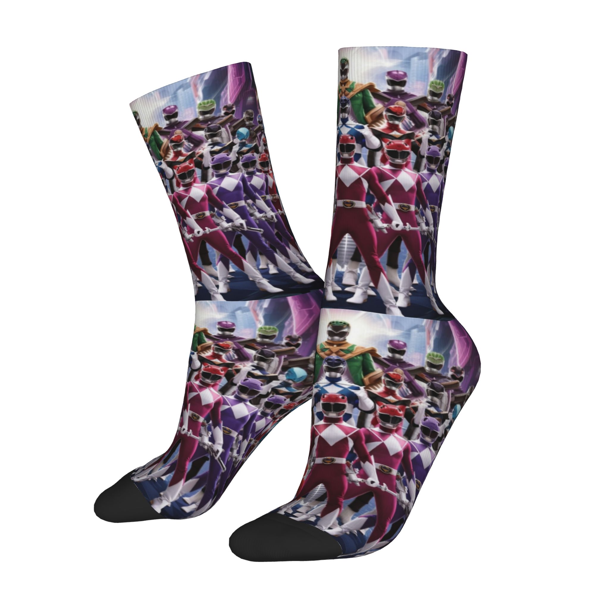 Men'S Accessories In The 90S - クレイジーデザインパワーレンジャー 90s バスケットボールソックス ポリエステルロングソックス 女性用 男性用