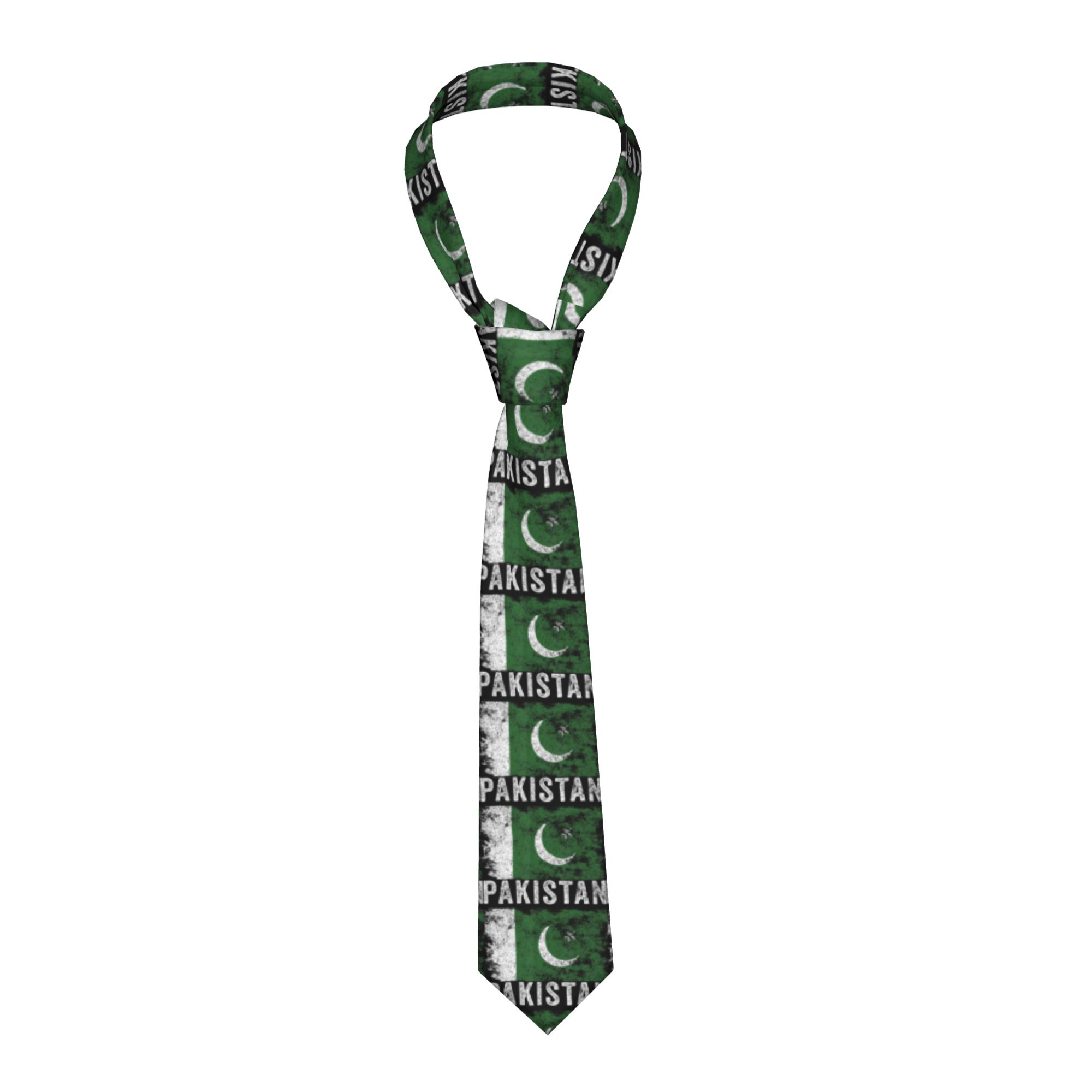 Men Accessories Pakistan - パキスタン国旗 ディストレストパキスタン国旗ネクタイ グラフィックネクタイ レトロカジュアルカラーネクタイ 大人用ビジネスネクタイアクセサリー