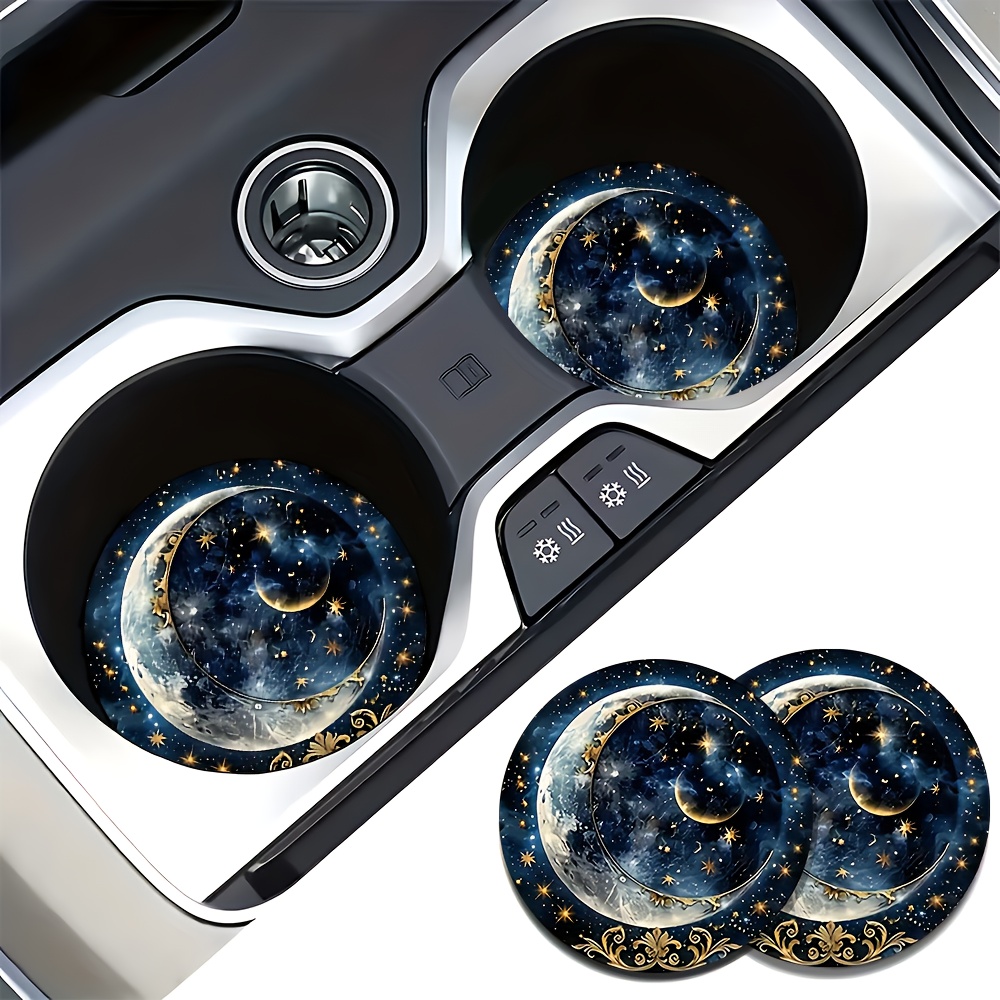 2個入り 星月柄 車用カップコースター - 耐久性のある滑り - Men'S Accessories Holder のレビューと価格