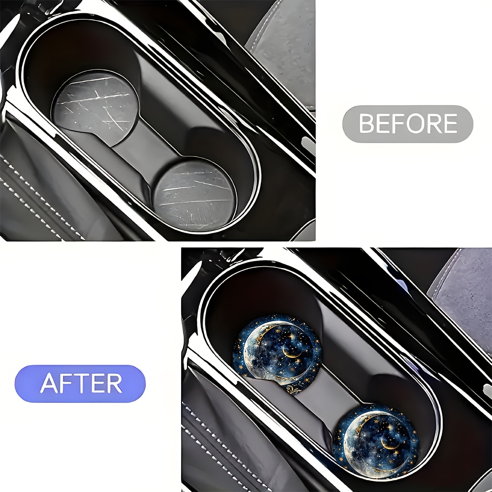 2個入り 星月柄 車用カップコースター - 耐久性のある滑り - Men'S Accessories Holder のレビューと価格