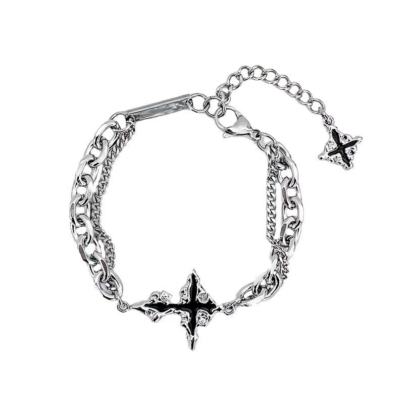 パンクブラッククロスペンダントチェーンネックレスブレスレット - Men'S Accessories In The 90S のレビューと価格
