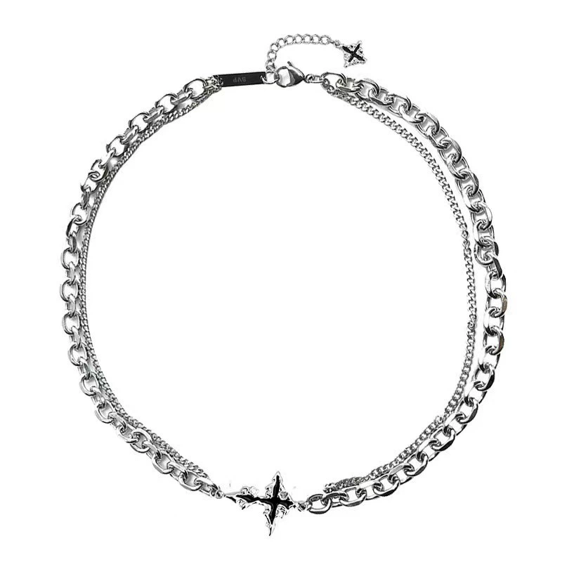 パンクブラッククロスペンダントチェーンネックレスブレスレット - Men'S Accessories In The 90S のレビューと価格