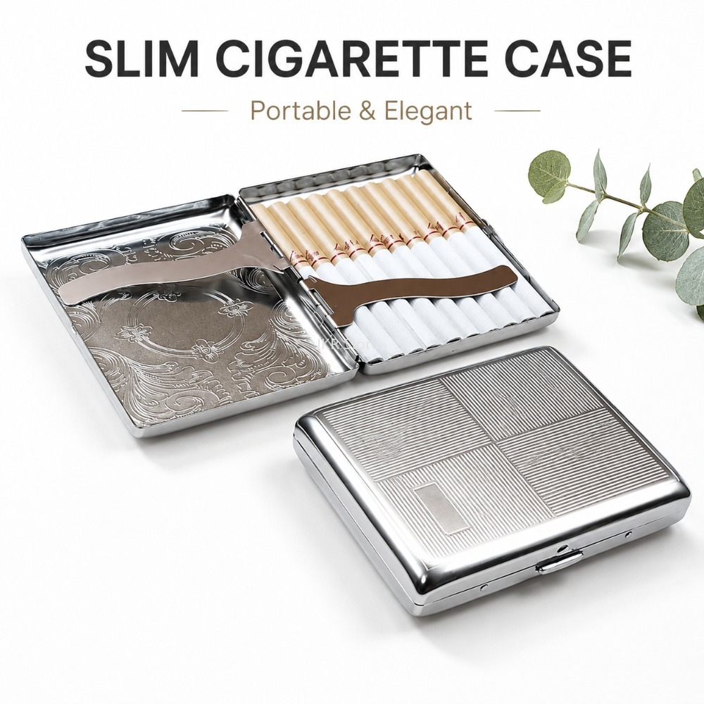 ステンレス製タバコケース エンボス加工 ポータブルメタルケー - Men'S Accessories Holder のレビューと価格