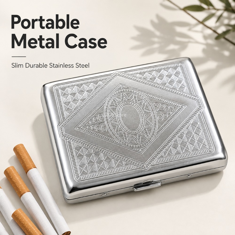 ステンレス製タバコケース エンボス加工 ポータブルメタルケー - Men'S Accessories Holder のレビューと価格