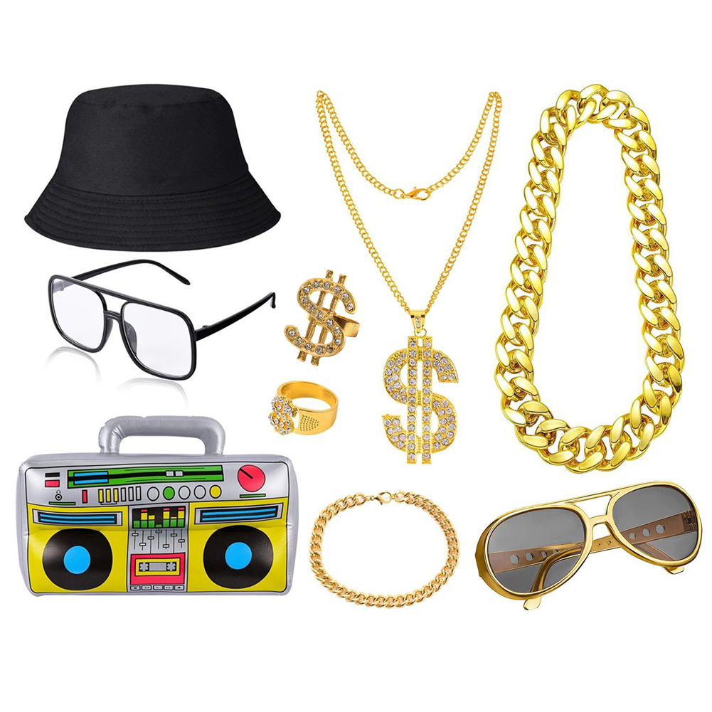 80年代90年代ヒップホップコスチュームキット メンズ ヴィ - Men'S Accessories In The 90S のレビューと価格