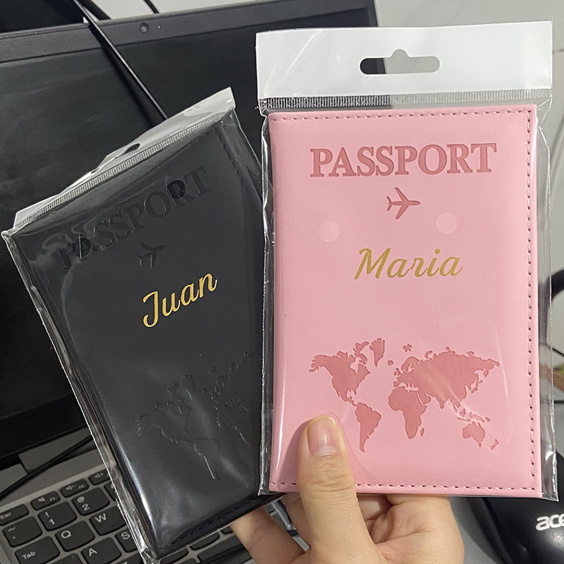 カスタムゴールドカラー名パスポートカバー旅行財布男性女性カス - Men'S Accessories Wallet のレビューと価格