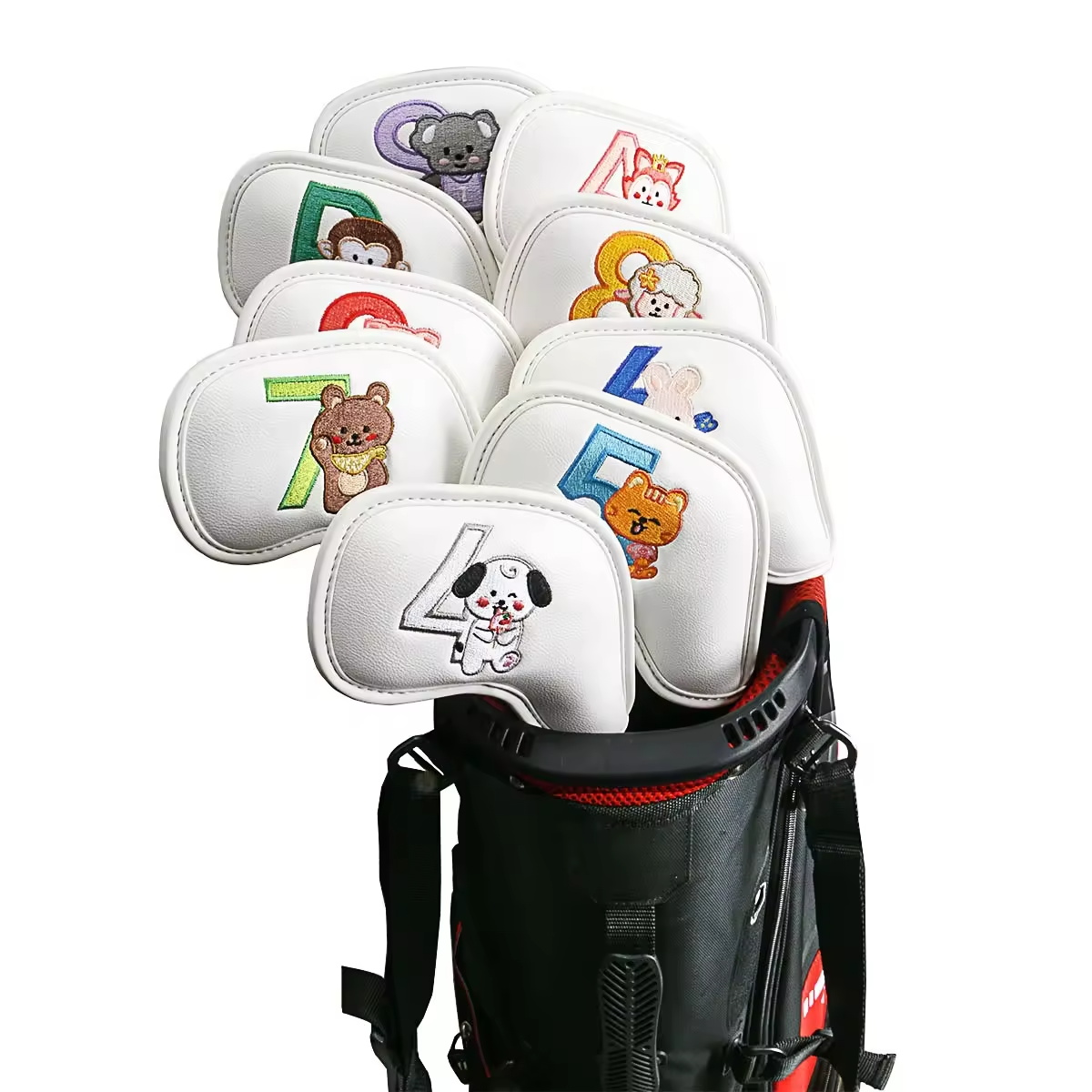 9個入りのかわいい漫画風動物ゴルフアイアンヘッドカバー、PU - Men Accessories Gift のレビューと価格