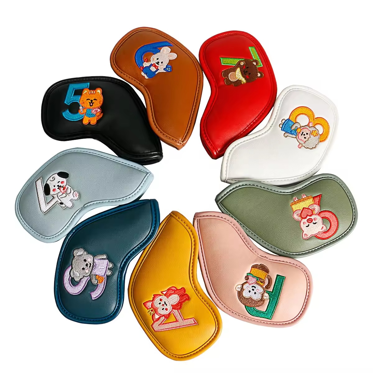 9個入りのかわいい漫画風動物ゴルフアイアンヘッドカバー、PU - Men Accessories Gift のレビューと価格